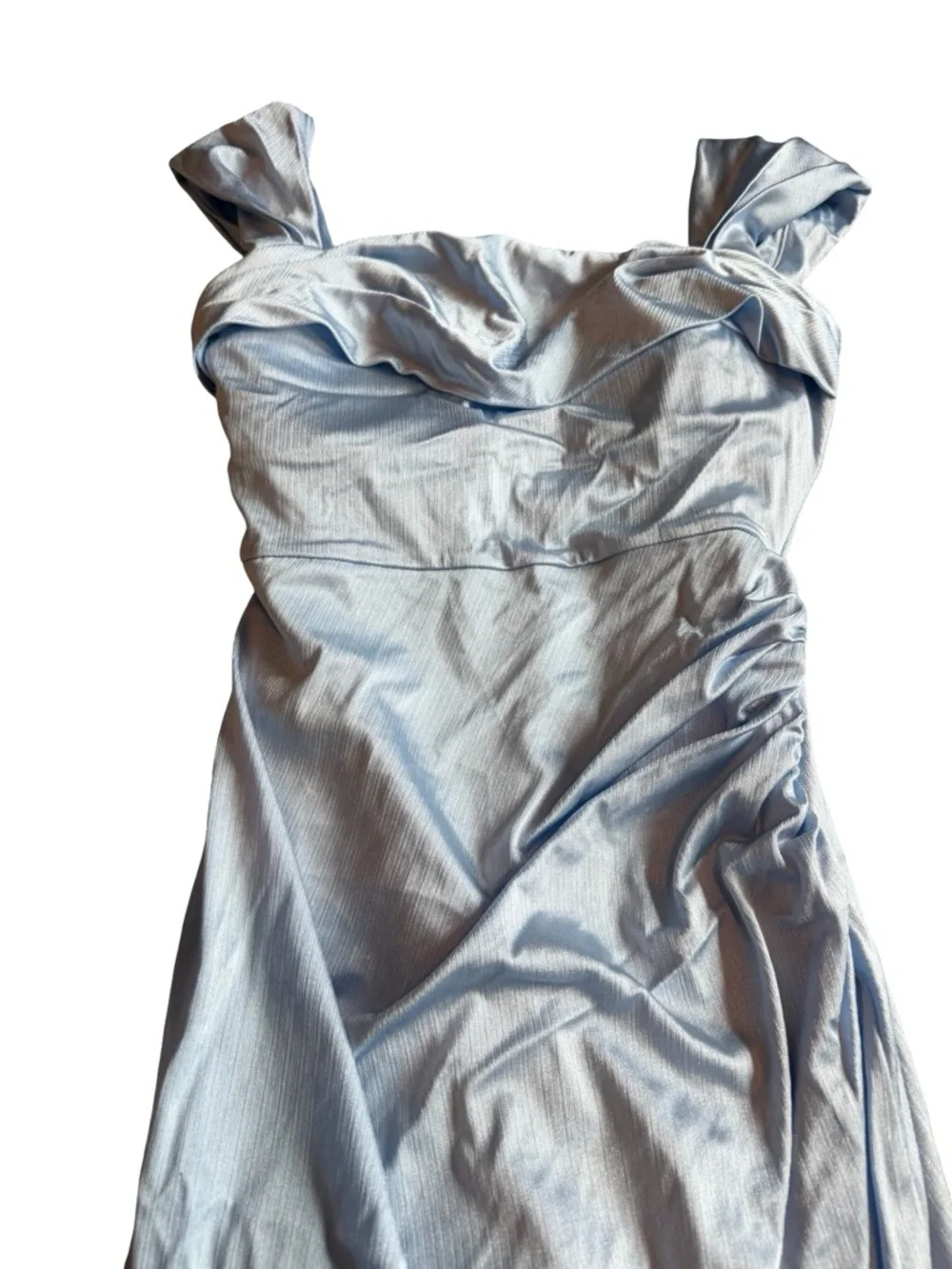 Popilush Shine Off-Shoulder Sculpting Ruched Dress High Slit Size Small NWT - Picture 4 of 14